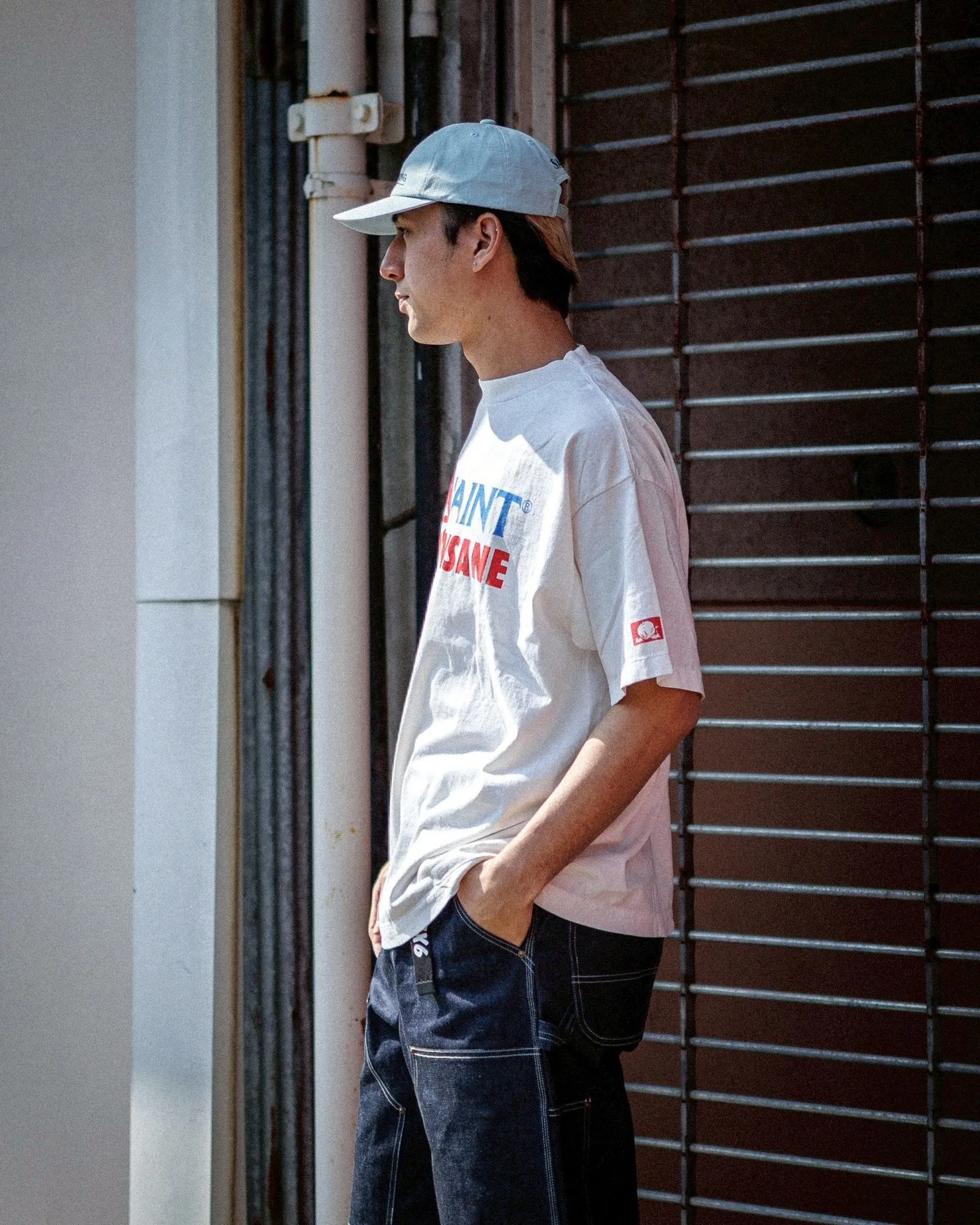 SAINT Mxxxxxx INSANE SS TEE/WHT Little Devil Angel TEE 100% INSANE slogan printed short sleeves off-white S-XL tube-woven fabric without side seams OE yarn original same weight correct version original main mark/wash mark/little angel security code original development no touch printing